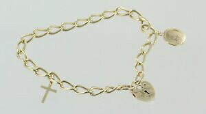 yzlbNX@CG[S[huXbgZgNXgt@[NX9ct yellow gold charm bracelet, st christopher and cross charm included