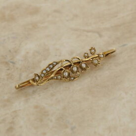【送料無料】ネックレス　9ctイェローゴールドヴィンテージケシブローチ9ct yellow gold vintage seed pearl flower brooch