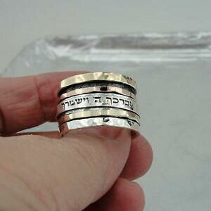 yzlbNX@n_fUCi[wuCS[hVo[Ohadar designers judaica hebrew blessing swivel gold silver ring 7,8,9,95i r952