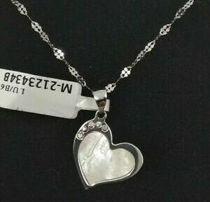 �y���������z�l�b�N���X�@�`�F�[���S�[���h�z���C�g�y���_���gpendant with chain gold white 18k heart with mother of pearl