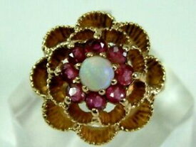 【送料無料】ネックレス　イエローゴールドルビーオパールクラスタリングpretty 9ct yellow gold 1970s high tiered rubies and opal cluster ring