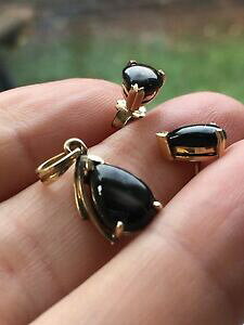 yzlbNX@Be[WS[huYuEX^[Tt@CAX^bhCOy_g`F[vintage 9ct gold bronze brown star sapphire stud earrings and pendant no chain