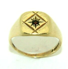 【送料無料】ネックレス　ガーネットサイズvトイレmens 9ctイェローゴールドヴィンテージgentsmens 9ct yellow gold vintage signet ring set with a garnet, uk size v