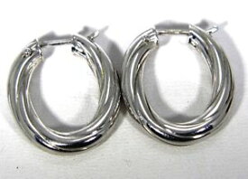 【送料無料】ネックレス　ツイストオーバルフープホワイトゴールドイヤリングchunky twisted oval hoop 9ct white gold earrings