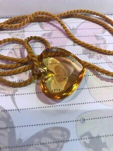 �y���������z�l�b�N���X�@�I�����Wk�C�G���[�S�[���h listinglalique amber heart 18k yellow gold and