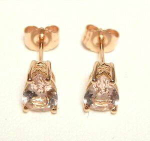 yzlbNX@[YS[hX^bhCOhbv×14k 14 ct rose gold genuine 1 ct natural morganite stud earrings drop 7 x 5 mm