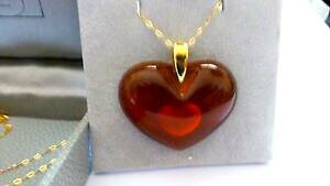 �y���������z�l�b�N���X�@�����b�N�n�[�g�S�[���h�`�F�[��lalique red large heart 9ct gold chain outstanding gift investment