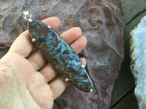 �y���������z�l�b�N���X�@�I�[�X�g�����A�{���_�[�I�p�[���y���_���g�A�[�Xhuge australian boulder opal 925 pendant ~ grounding amp; aids in depression