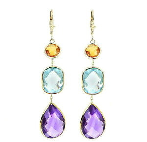 yzlbNX@gp[YAWXg14kCF[S[hCOY14k yellow gold gemstone earrings with citrine, blue topaz and amethyst