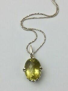 yzlbNX@Vo[NH[cy_gr[Y`F[large silver lemon quartz pendant amp; 16 beaded chain
