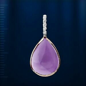 �y���������z�l�b�N���X�@���V�A���[�Y�S�[���h�A���W�X�g�h���b�v�y���_���grussian rose gold 14k 585 caboshon amethyst, cz drop pendant nwt
