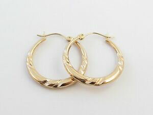�y���������z�l�b�N���X�@�C�G���[�S�[���h�t�[�v�C�������O�C���`���C�h14k yellow gold hoop earrings 1 wide