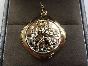 yzlbNX@\bhS[hZgNXgt@[y_gO9ct solid gold double sided st christopher unusual shape pendant 5 grams