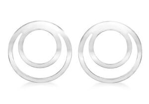 �y���������z�l�b�N���X�@�z���C�g�S�[���h�X�^�b�h�C�������O9ct white gold 19mm round double circle polished stud earrings