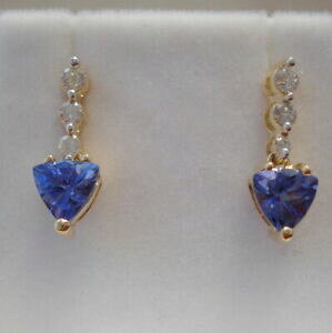 �y���������z�l�b�N���X�@�^���U�i�C�g�S�[���h�h���b�v�C�������O listing150ct stunning trillion tanzanite gold drop earrings