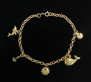 �y���������z�l�b�N���X�@9ct�C�F���[�S�[���h�`���[��53g 85in22cmfine charm bracelet with charms in 9ct yellow gold length 85in 22cm 53g