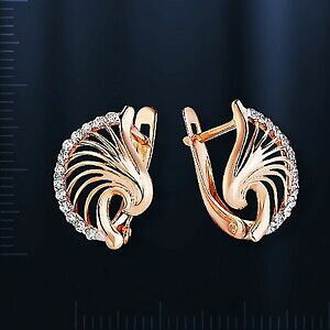 �y���������z�l�b�N���X�@���V�A���[�Y�S�[���h�C�������Orussian rose gold 14k 585 earrings with cz nwt stunning 254 g