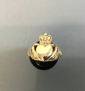 �y���������z�l�b�N���X�@���f�B�[�X�S�[���h�b�h�N���_�����O�T�C�Yladies 9ct gold claddagh ring weight 45g hallmarked size m quality