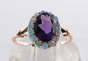 yzlbNX@NVbN[YS[hAWXgIp[NX^A[fRCOt[TCYclassic 9k 9ct rose gold amethyst opal cluster art deco ins ring free resize