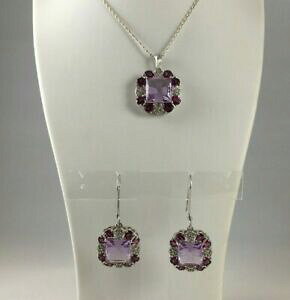 yzlbNX@NXAWXgK[lbgzCggp[YVo[y_gCOsecret cross amethyst, rhodolite garnet amp; white topaz silver pendant amp; earrings