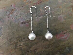 yzlbNX@CO`F[tbNsterling silver paspaley south sea pearl earrings detail chain hook long 2