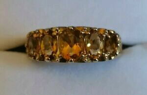 yzlbNX@5 five stone citrinering 9ctCF[S[hIW5 five stone citrine gemstone ring 9ct yellow gold warm orange graduated design