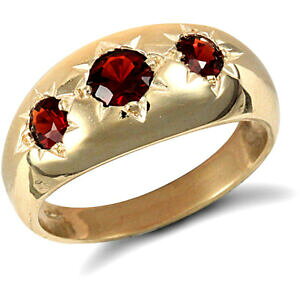 yzlbNX@S[huAgJbgK[lbgZbgOTCY9ct gold three brilliant cut garnet set ring size r only 4g