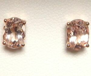 yzlbNX@[YS[hs[`X^bhCOI[o×14k 14 ct rose gold genuine natural peach morganite stud earrings oval 7 x 5 mm