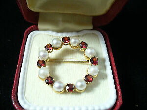 yzlbNX@K[lbgV[hp[u[`garnet and seed pearl brooch