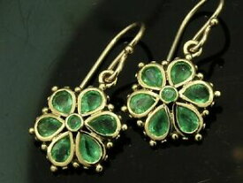 【送料無料】ネックレス　ゴールドエメラルドデイジーイヤリングブロッサムe036 genuine 9ct gold natural green emerald daisy earrings dangle blossom flower