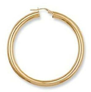 �y���������z�l�b�N���X�@�C�G���[�S�[���h×�t�[�v�C�������O9ct hallmarked yellow gold plain highly polished 48mm x 3mm round hoop earrings