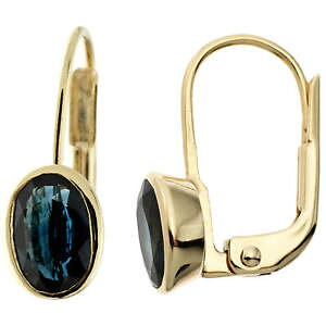 yzlbNX@COTt@CAS[hCG[S[hv[fB[Xearrings boutons sapphire blue oval 333 gold yellow gold plain ladies