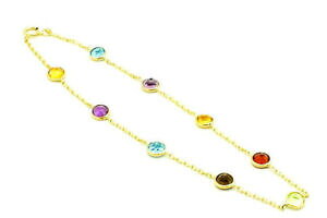 yzlbNX@CG[S[huXbgC`14k yellow gold bracelet with multicolored gemstones 75 inches