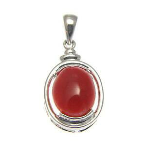 �y���������z�l�b�N���X�@genuine natural red coral pendant set in solid14kwhite gold 11mmgenuine natural red coral pendant set in solid 14k white g