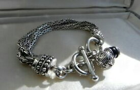 【送料無料】ネックレス　gスターリングシルバーフルバリビザンチンチェーンブレスレットclassy 55g sterling silver 925 full hm bali byzantine chain gem charm bracelet