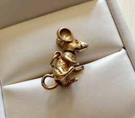 【送料無料】ネックレス　ヴィンテージソリッドゴールドマウスペンダントbeautiful quality vintage solid heavy 9ct gold mouse charm pendant
