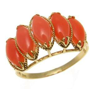 yzlbNX@\bhkCG[S[hsNR[OZbggenuine natural marquise pink coral ring set in solid 14k yellow gold