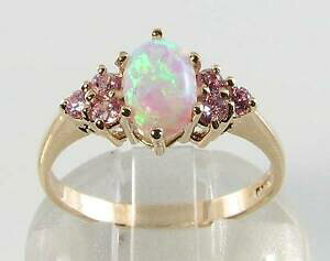 yzlbNX@kS[hIp[sNTt@CAA[fRCOTCYlush 9ct 9k gold aus opal pink sapphire 7 seven stone art deco ins ring size l