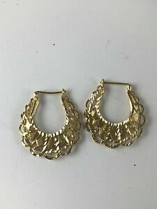 �y���������z�l�b�N���X�@k�C�G���[�S�[���h�C�������Oestate large 14k yellow gold filigree artisan earrings