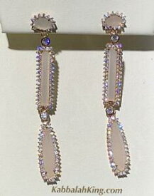 【送料無料】ネックレス　ローズゴールドスターリングシルバーホワイトサファイアピンククオーツハローイヤリングrose gold sterling silver white sapphire pink quartz halo long dangle earrings