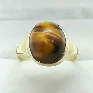 yzlbNX@CG[S[hJ{VLbcAC9ct yellow gold cabochon 550ct natural tigers eye gemstone signet ring