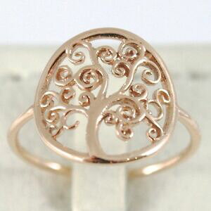 �y���������z�l�b�N���X�@�S�[���h�����O�s���N�C�^���A�T�[�N���c���[gold ring pink 750 18k with tree of life, circle, made in italy