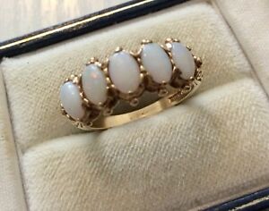 【送料無料】ネックレス レディースビンテージｃｔオパールリングbeautiful quality ladies vintage fully hallmarked 9ct five stone opal ring oのサムネイル