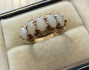 yzlbNX@fB[Xre[WctIp[Obeautiful quality ladies vintage fully hallmarked 9ct five stone opal ring o