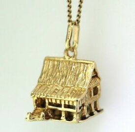 【送料無料】ネックレス　イェローゴールドlog cabin charm14kゴールドyellow gold log cabin charm guaranteed genuine 14k gold