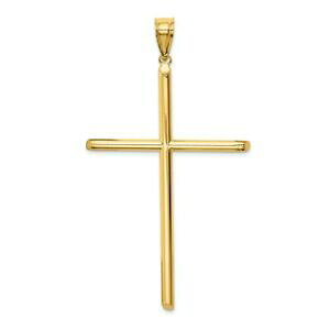 �y���������z�l�b�N���X�@listing14k�C�F���[�S�[���h�`���[�u�N���X�y���_���g229g listing14k yellow gold polished tube cross pendant 229g