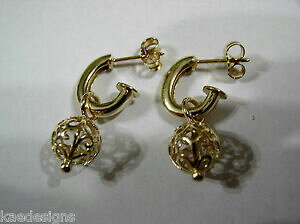 yzlbNX@CG[S[h{[tbNCOkaedesigns, genuine 9ct yellow gold filigree ball hook earrings