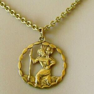 yzlbNX@Be[WCG[S[hEhZgNXgt@[y_g`F[C`vintage 9ct yellow gold round st christopher pendant amp; chain 17inches