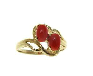 �y���������z�l�b�N���X�@genuine natural oval cabochon red coral ring solid14kyellow goldgenuine natural oval cabochon red coral ring solid 14k yel