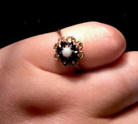 【送料無料】ネックレス　9ctサファイアオパールサイズp9ct gold stunning sapphire and opal flower shaped ring size p